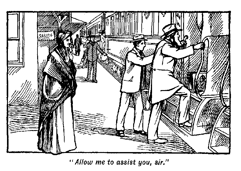 [Illustration: "<i>Allow me to assist you, sir</i>."]