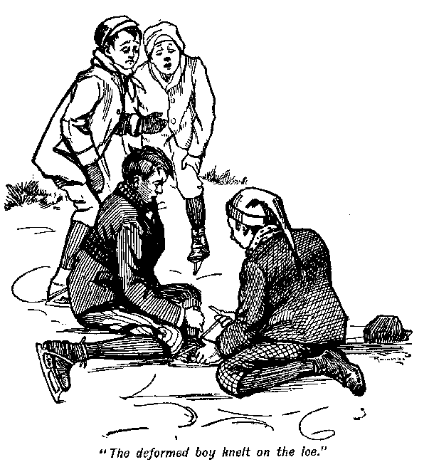 [Illustration: "<i>The deformed boy knelt on the ice</i>."]